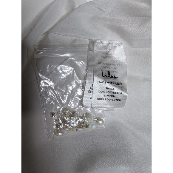 NWOT Size 2 Lulus white beaded rhinestone maxi dress. L570 - Picture 9 of 10